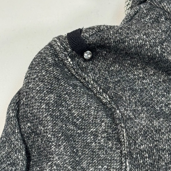 BNCI by Blanc Noir Full Zip Up Ruffle Knit Cardigan Womens Sz Small Heather Gray - Picture 9 of 9